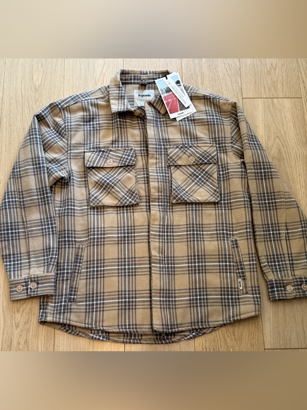 Legends Monterey Check Jacket Khaki Plaid Shacket Size L